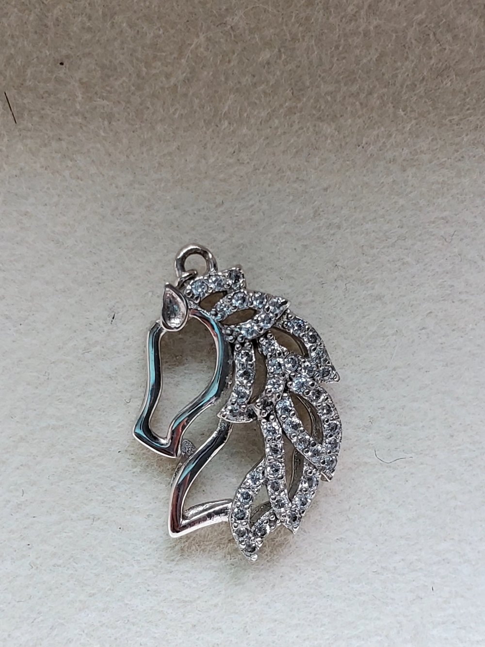 Sterling Silver Crystal Horse Head Pendant Necklace Charm